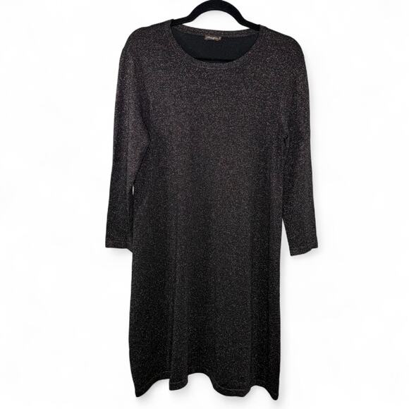 J. McLaughlin Black Metallic Knit Midi Dress Size Small Shimmer Minimalist Party - Picture 1 of 10